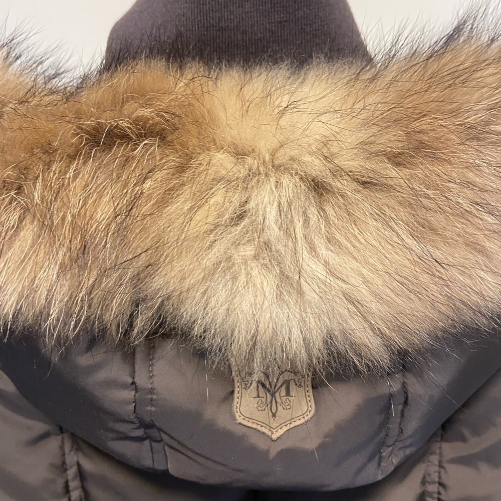 Mackage Black Down Parka Fur Hood Leather Trim - Picture 6 of 11